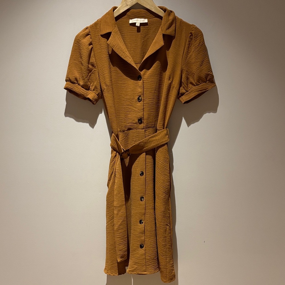 Monteau Brown Button-Front Midi Dress - Picture 2 of 9